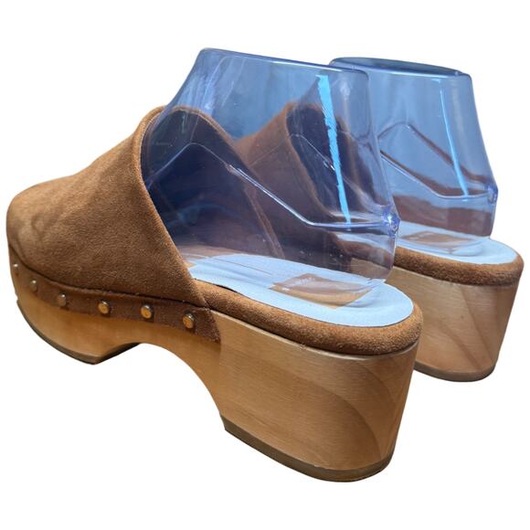 DOLCE VITA Dorando Women's 7.5 Clog Cognac Open Toe Platform Gold Studs - Picture 4 of 13